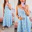 Vestido Celeste Hojas